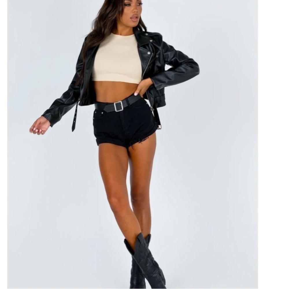 LIONESS The Zepplin Fully Lined Vegan Black Leather biker moto Jacket